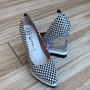Jeffrey Campbell Checker Platform Wedges size 7